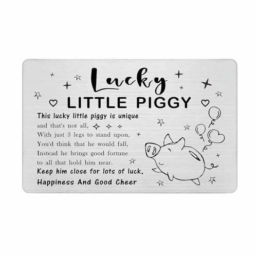 Laluminter Lucky Little Piggy Charm Wallet Card Inserts - Piggy Good Luck Gifts - Year Round Positive Energy Companion - Christmas Birthday Graduation Lucky Charms, silber von Laluminter