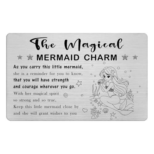 Laluminter Magische Meerjungfrau Charm Edelstahl Geldbörse Karteneinlagen - Glücksbringer mit Meerjungfrau Design - Ganzjähriger positiver Energiebegleiter - Weihnachten Geburtstag, silber von Laluminter