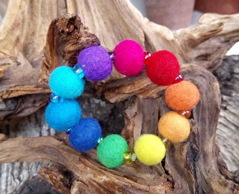 Armband, Filzarmband, Rainbow, Gipsy, Kinderarmband, Waldorf Armband, Filzarmband, Rainbow, Gipsy, Kinderarmband, Waldorf von Lalunasdreams