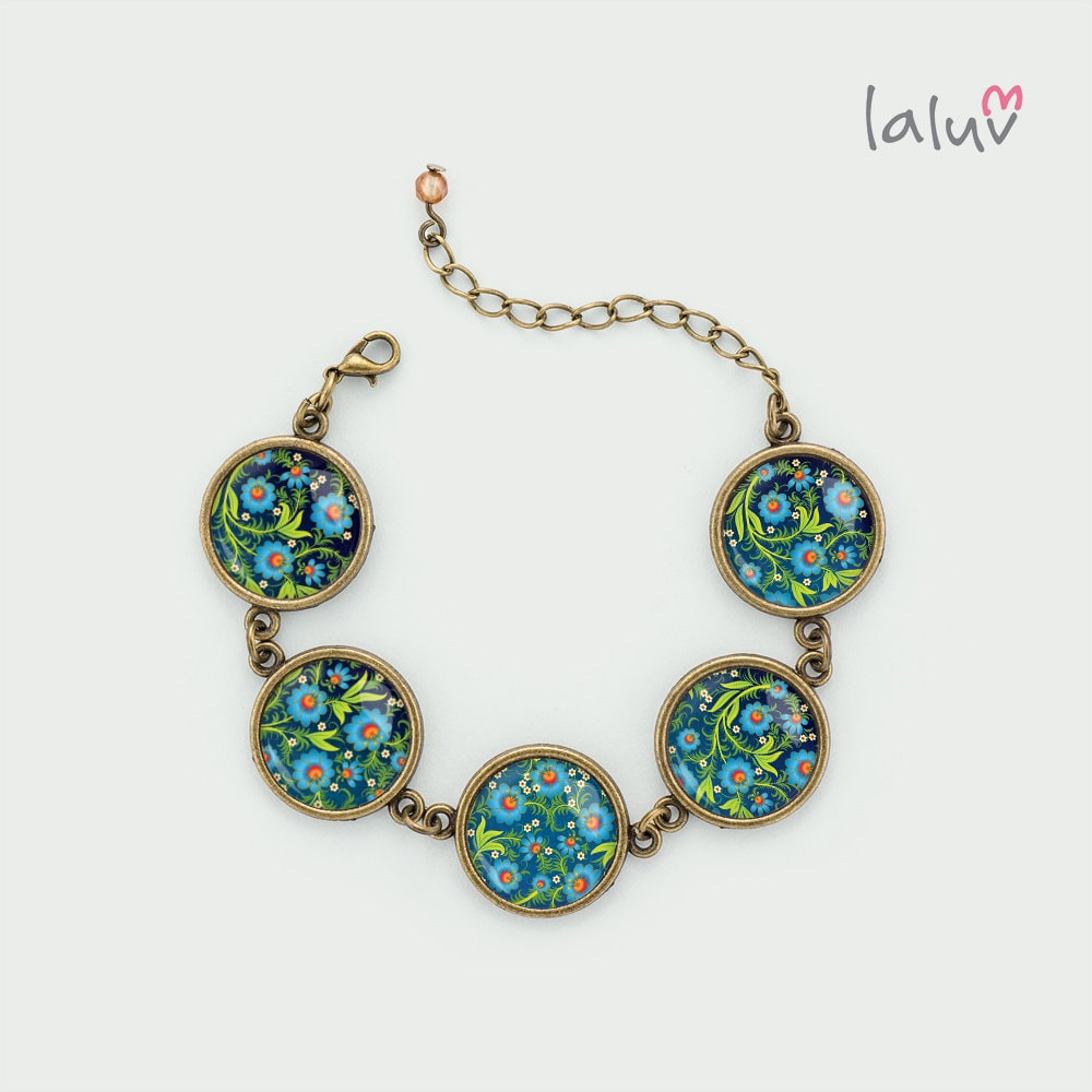 Armband Blau Blumen von LaluvJewelry