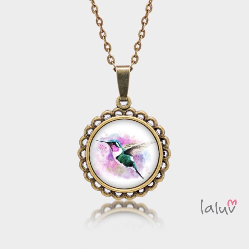 Medaillon Rund Kleiner Kolibri von LaluvJewelry