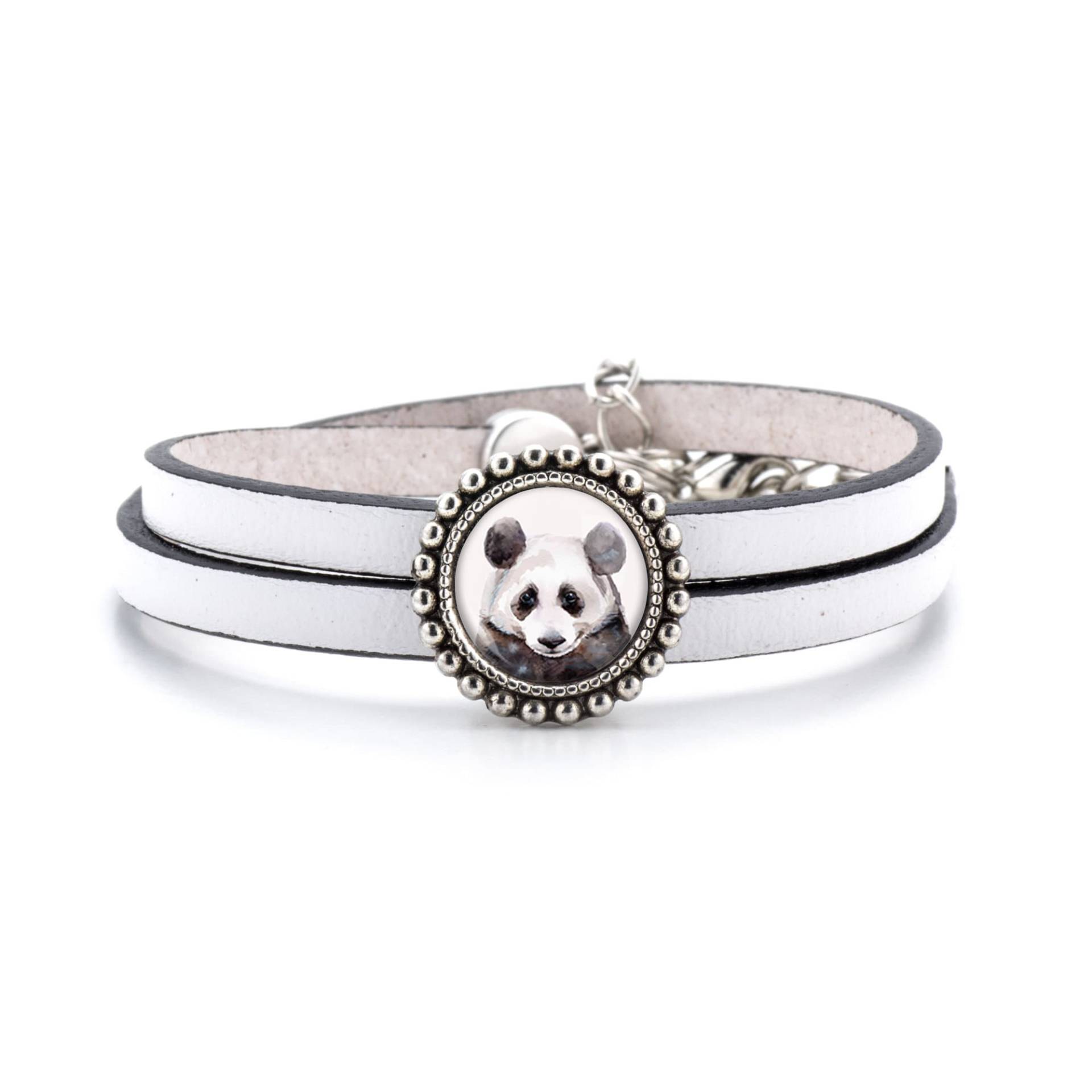Lederarmband Panda, Geschenk Für Mädchen, Frau, Elegantes Armband, Stilvolles Accessoire, Natürlich, Mit Eigenen Grafiken von LaluvJewelry