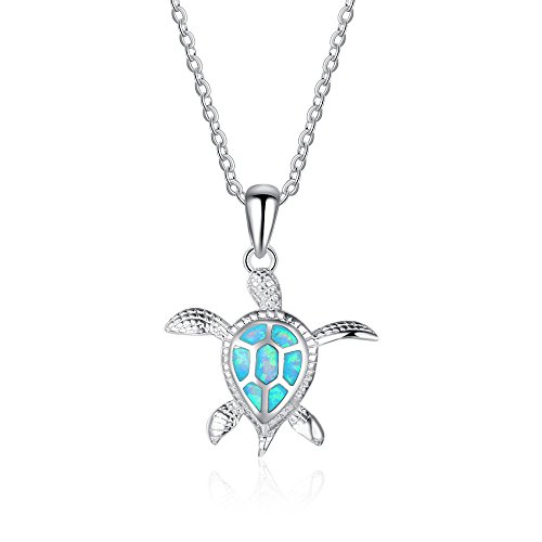 925 Sterling Silber Schmuckset Kreative Persönlichkeit Lovely Schildkröte blau Opal Anhänger Halskette für Frauen von Lam Hub Fong