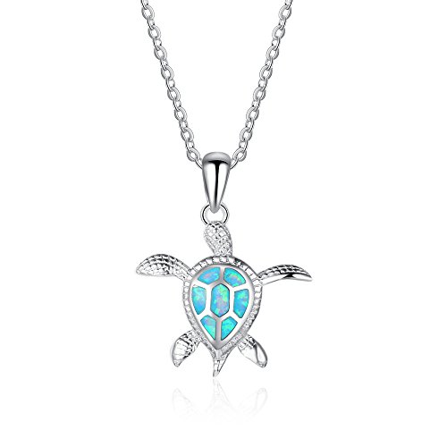 925 Sterling Silber Schmuckset Kreative Persönlichkeit Lovely Schildkröte blau Opal Anhänger Halskette für Frauen von Lam Hub Fong