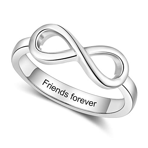 Free Engraving 925 Sterling Silver Infinity Knot BFF Friendship Rings For Women Personalized Best Friends Rings Engagement Wedding Bands (62 (19.7)) von Lam Hub Fong