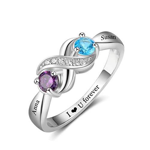 Infinity Knoten Ringe für Frauen Personalisierte Mütter Ringe mit Geburtssteinen Verlobung Hochzeit Ringe Silber 925 für Sie Valentinstag Muttertag Jubiläum Geschenk für Frauen (Größe 7.5 (56)) von Lam Hub Fong