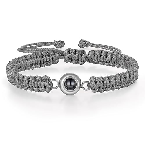 Lam Hub Fong Benutzerdefinierte Foto Armband mit Bild Im Inneren Projektion Armband Kreis Foto für Vatertag Weihnachtsfeiertag Geburtstagsgeschenk (Gray) von Lam Hub Fong