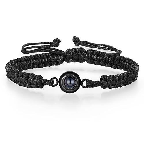 Lam Hub Fong Benutzerdefinierte Foto Armband mit Bild Im Inneren Projektion Armband Kreis Foto für Vatertag Weihnachtsfeiertag Geburtstagsgeschenk (Schwarz) von Lam Hub Fong