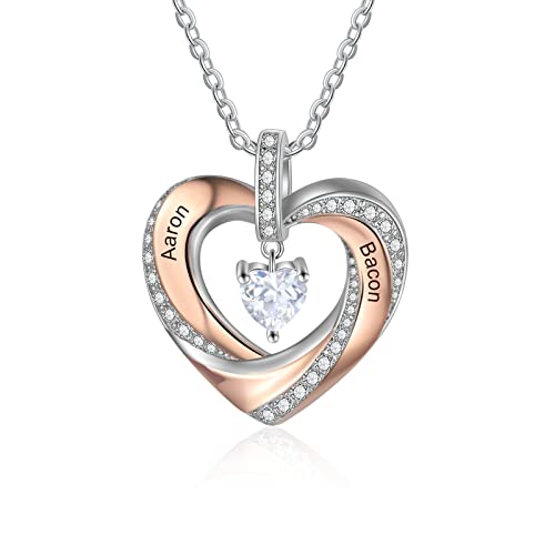 Lam Hub Fong Damen Halskette Personalisierte 925er Kette mit Namen Geburtsstein Damenschmuck Geschenk für Mutter Tochter Oma Frau Freundin Weihnachten Muttertag Geschenk (April) von Lam Hub Fong