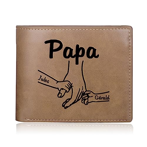 Lam Hub Fong Herren Foto Geldbörsen Personalisierte Leder Brieftasche mit Namen Gravierte Benutzerdefinierte Brieftasche für Vater Tochter Sohn Geschenk zum Valentinstag Vatertag (2 Namen) von Lam Hub Fong