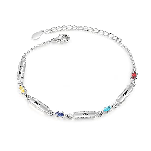Lam Hub Fong Personalisierte Armband mit Gravur 2-6 Namen Silber 925 Schmuck Geschenk für Damen Weihnachtstag Geburtstag von Lam Hub Fong