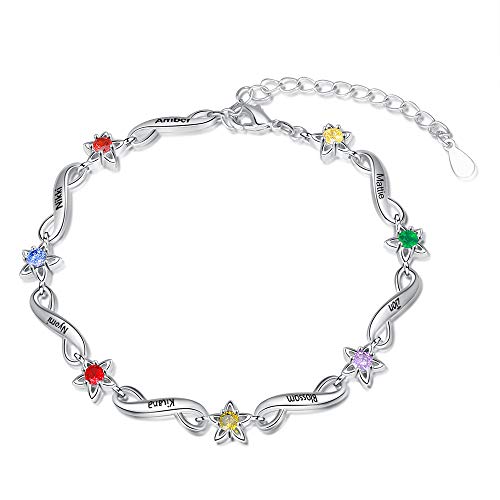 Lam Hub Fong Personalisierte Damen Unendlichkeit Armband mit 2-7 Namen Einstellbare Gravur Liebe Freundschaft Armbänder Für Mutter Tochter Geschenk Für Muttertag Geburtstag Weihnachten (7 Namen) von Lam Hub Fong