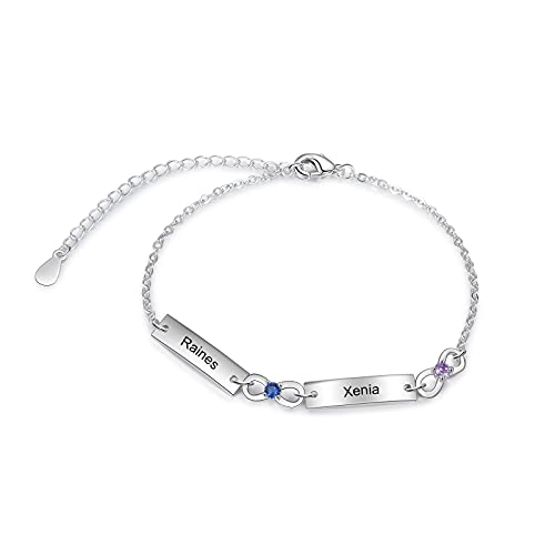 Lam Hub Fong Personalisierte Damen Unendlichkeit Armband mit Gravur 1-6 Name Verstellbare Mutter Tochter Armbänder Geschenk für Muttertag Geburtstag Weihnachten (2 Name) von Lam Hub Fong