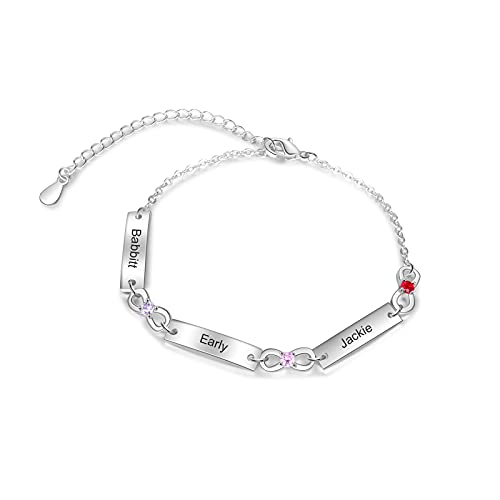 Lam Hub Fong Personalisierte Damen Unendlichkeit Armband mit Gravur 1-6 Name Verstellbare Mutter Tochter Armbänder Geschenk für Muttertag Geburtstag Weihnachten (3 Name) von Lam Hub Fong