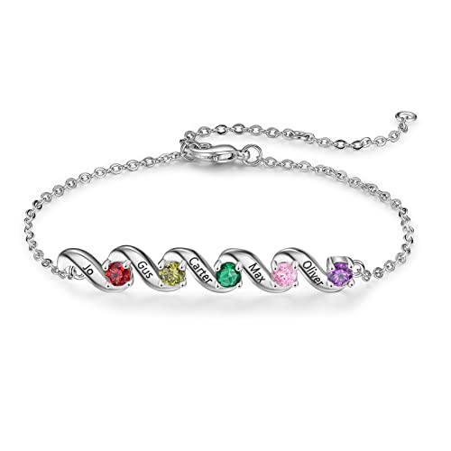 Lam Hub Fong Personalisierte Damenarmband mit eingravierten Namen Silberarmband mit Geburtsstein Kindernamen Armband für Mutter Ehefrau Tochter Familie Muttertagsgeschenke Geburtstagsgeschenke Lam Hub Fong Personalisierte Damenarmband mit eingravierten Namen Silberarmband mit Geburtsstein Kindernamen Armband für Mutter Ehefrau Tochter Familie Muttertagsgeschenke Geburtstagsgeschenke von Lam Hub Fong