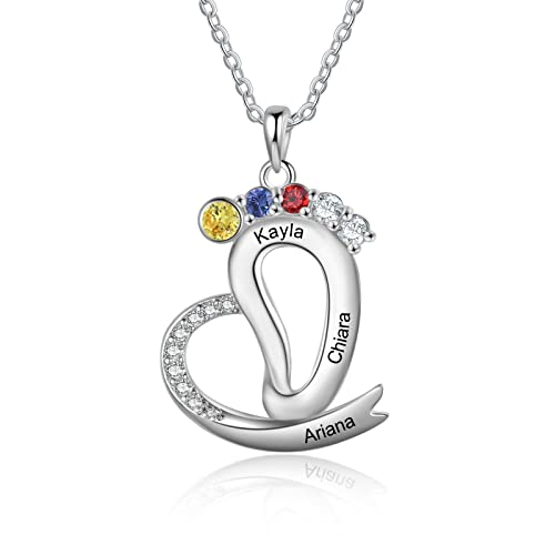 Lam Hub Fong Personalisierter Damen Baby-Fuß Halskette Silber Herz Anhänger mit Gravur 1-5 Namen Birthstone Schmuck Tochter Mutter Geschenk für Muttertag Valentinstag Lam Hub Fong Personalisierter Damen Baby-Fuß Halskette Silber Herz Anhänger mit Gravur 1-5 Namen Birthstone Schmuck Tochter Mutter Geschenk für Muttertag Valentinstag von Lam Hub Fong