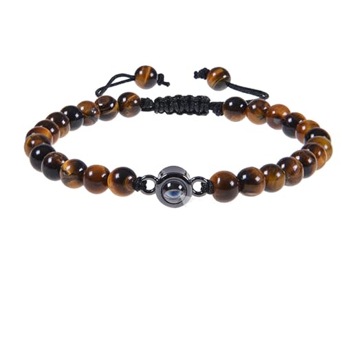 Lam Hub Fong Personalisiertes Foto Projektions Armband mit perlen Benutzerdefinierte Armband mit Bild Geschenk für Männer Familie (Braun) von Lam Hub Fong