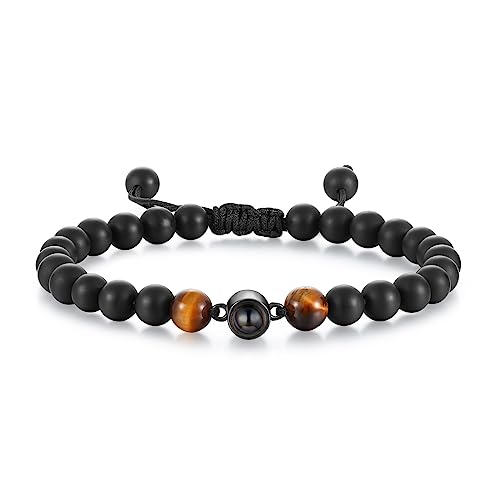 Lam Hub Fong Personalisiertes Foto Projektions Armband mit perlen Benutzerdefinierte Armband mit Bild Geschenk für Männer Familie (Schwarz+Braun) von Lam Hub Fong