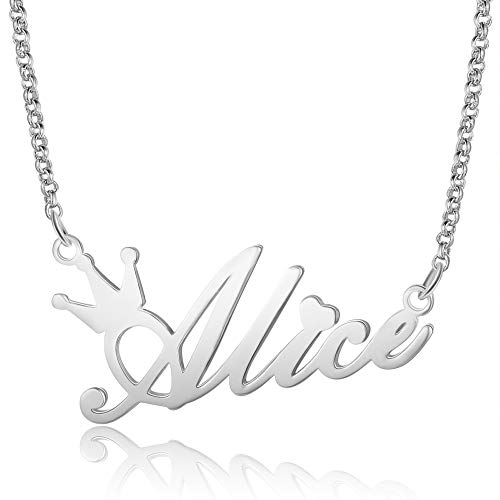 Lam Hub Fong Namenskette für Mädchen Jungen Halskette Namen Mit Krone Personalisierte Kette für Tochter Sohn Namenskette des Kindes Taufe Geschenk (Silber) von Lam Hub Fong