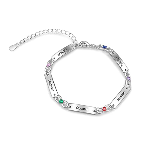 Lam Hub Fong Personalisierte Damen Unendlichkeit Armband mit Gravur 1-6 Name Verstellbare Mutter Tochter Armbänder Geschenk für Muttertag Geburtstag Weihnachten (5 Name) von Lam Hub Fong