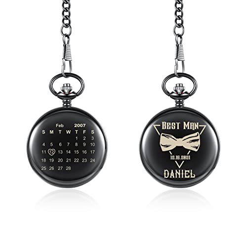 Lam Hub Fong Personalisierte Foto Taschenuhr mit Kette Textgravur Vintage Glatt Taschenuhren Klassische für Herren Geschenk Zum Geburtstag Jubiläumstag von Lam Hub Fong