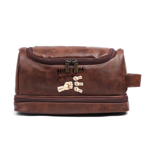 Personalisierte Kulturtasche für Männer Papa, Vatertagsgeschenk für Papa Bester Papa Aller Zeiten Geschenk für Vatertag Geburtstag Weihnachten (A- 4namen) von Lam Hub Fong