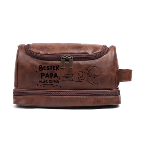 Personalisierte Kulturtasche für Männer Papa, Vatertagsgeschenk für Papa Bester Papa Aller Zeiten Geschenk für Vatertag Geburtstag Weihnachten (B- 4namen) von Lam Hub Fong