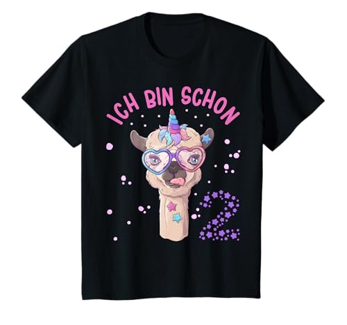 Geburtstagsoutfit Mädchen 2 Jahre Ich bin schon 2 Alpaka T-Shirt von Lama Geburtstagsgeschenk für 2 jährige Mädchen