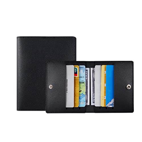 Lamala Slim ID-Card Holder Multi-Slot Card Case Pocket Wallet Fashion PU Purse Bank Credit Card Organizer with Buckle Money Clip Wallet, Schwarz von Lamala