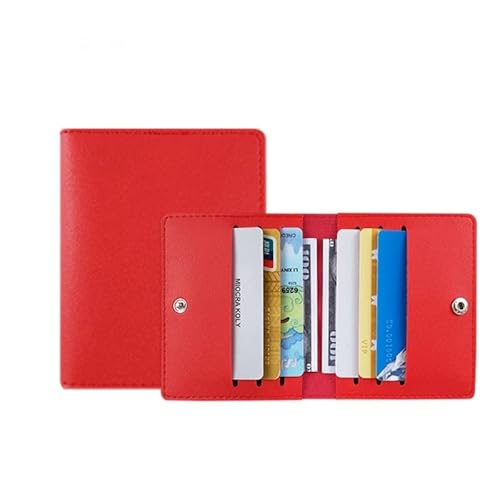 Lamala Slim ID-Card Holder Multi-Slot Card Case Pocket Wallet Fashion PU Purse Bank Credit Card Organizer with Buckle Money Clip Wallet, rot von Lamala