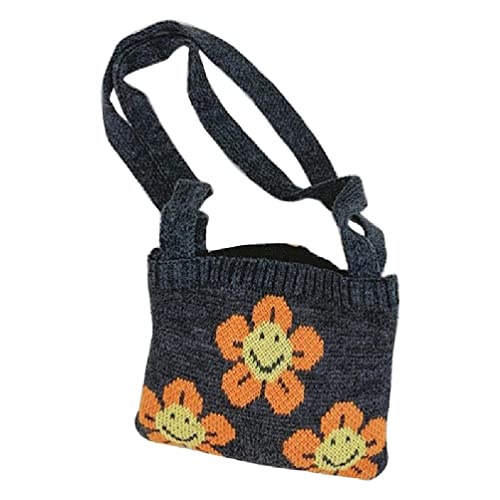 Süße Sonne Blume Crossbody Tasche für Mädchen Mini Gestrickte Zopf Schulter Satchel Taschen Handtasche Kinder Student Reisetaschen Kinder Umhängetasche von Lamala