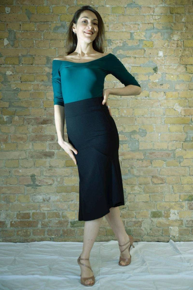 Tango Crop Top Hohe Taille Lisa Tanne Grün von LamalisaTangoDresses