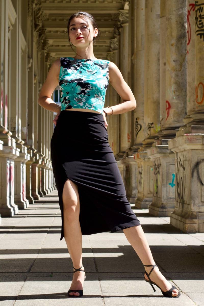 Tango-Top „Die Süße" Mit U-Boot-Ausschnitt Türkisfarbener Mischmasch von LamalisaTangoDresses