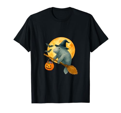 Seekuh Hexenhut Kürbis Halloween Kostüm Herren Damen Kinder T-Shirt Seekuh Hexenhut Kürbis Halloween Kostüm Herren Damen Kinder T-Shirt von Lamantin Lovers Halloween Party Clothing Co