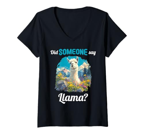 Damen Lamas Lama T-Shirt mit V-Ausschnitt Damen Lamas Lama T-Shirt mit V-Ausschnitt von Lamas Lama Tier Shop