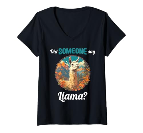 Damen Lamas Lama T-Shirt mit V-Ausschnitt Damen Lamas Lama T-Shirt mit V-Ausschnitt von Lamas Lama Tier Shop
