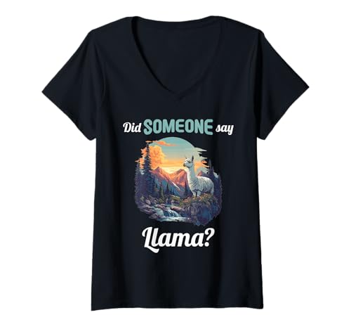 Damen Lamas Lama T-Shirt mit V-Ausschnitt Damen Lamas Lama T-Shirt mit V-Ausschnitt von Lamas Lama Tier Shop