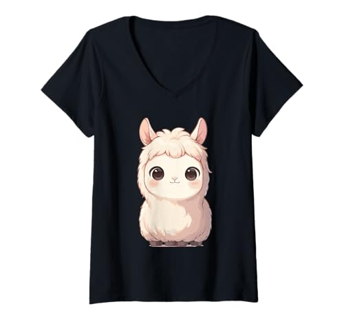 Damen Lamas Lama T-Shirt mit V-Ausschnitt Damen Lamas Lama T-Shirt mit V-Ausschnitt von Lamas Lama Tier Shop