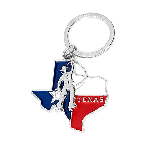 Lamatar1 Texas-Souvenir-Schlüsselanhänger, metallisch, Texas Lone Star on State Map Schlüsselanhänger, Standard, Modern von Lamatar1