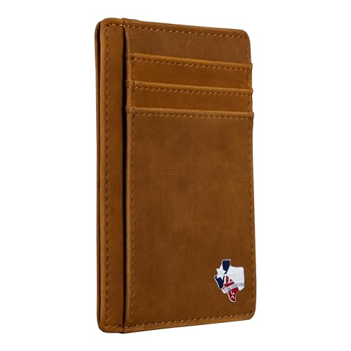 Slim Front Pocket Wallet PU Leather Khaki Card Holder RFID Blocking with Texas Souvenir Logo Gift for Texans and their lovers, Khaki, Texas-Karten-Form auf Kartenhalter von Lamatar1