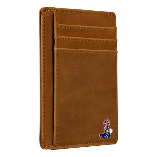 Slim Front Pocket Wallet PU Leather Khaki Card Holder RFID Blocking with Texas Souvenir Logo Gift for Texans and their lovers, Khaki, Texas Westernstiefel auf Kartenhalter Slim Front Pocket Wallet PU Leather Khaki Card Holder RFID Blocking with Texas Souvenir Logo Gift for Texans and their lovers, Khaki, Texas Westernstiefel auf Kartenhalter von Lamatar1