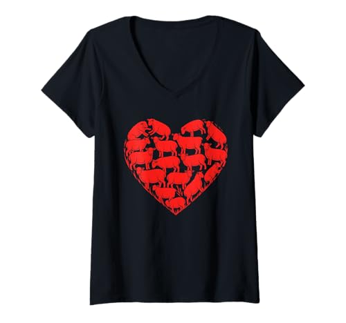 Damen Schaf Herzförmig Lamm Lämmer T-Shirt mit V-Ausschnitt Damen Schaf Herzförmig Lamm Lämmer T-Shirt mit V-Ausschnitt von Lamb Sheep Lambs Lover Gifts