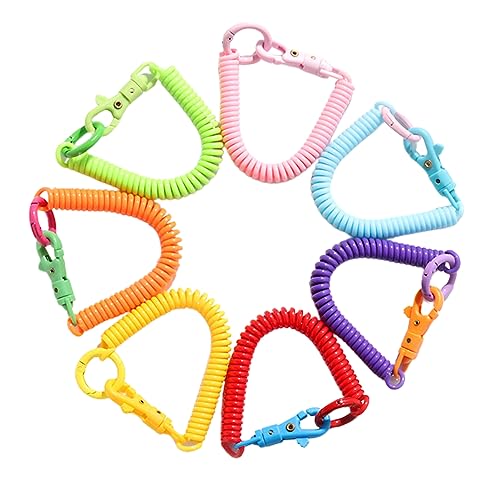 7Pcs Spiral-Schlüsselanhänger, Elastischer Spiral Schlüsselanhänger Einziehbarer Spiralfeder-Schlüsselanhänger Spiralhandgelenkspule Armband-Schlüsselanhänger Diebstahlsicher von Lambo