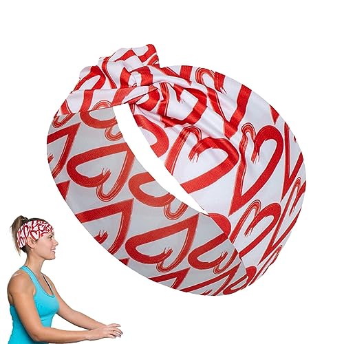 Boho Stirnbänder für Frauen | Breite Yoga-Workout-Haarbänder - Haarreifen mit Liebesmuster, tragbares, elastisches, breites Stirnband, modisches Haarschmuckband für Mädchen und Frauen von Lambo