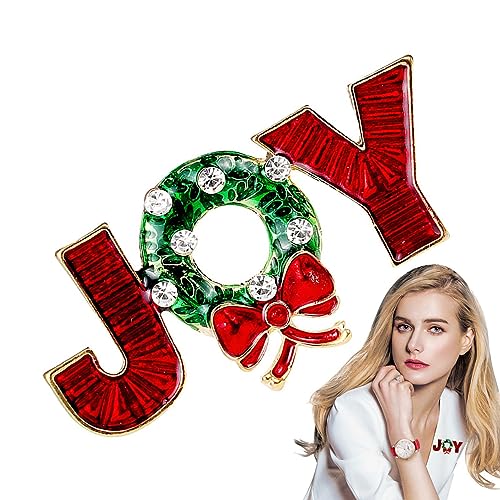 Freude-Pins,Kristall Strass Weihnachtsnadeln - Buchstabe JOY Design Damen Kristall Weihnachten Brosche Pin Schal Clip für Kunst Lambo von Lambo