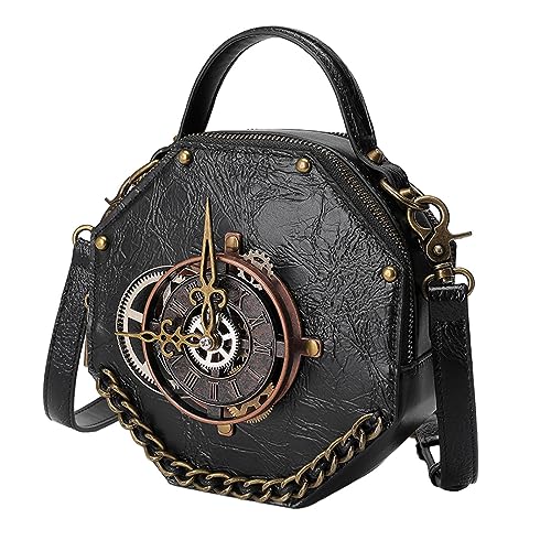 Steampunk Gothic Umhängetasche, Retro Steampunk Uhr Messenger Bag, Pu Leder Retro Vintage Steampunk Style Cross Body Umhängetasche Für Frauen Mädchen, Geburtstagsgeschenk von Lambo