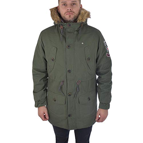 Lambretta Herren Jacke Fishtail-Parka Retro Mod Sherpa Gefüttert, Khaki-Grün 2XL von Lambretta