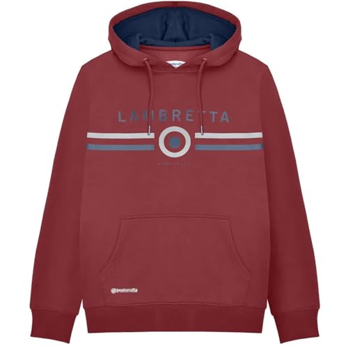 Lambretta Herren-Kapuzenpullover mit kontrastierendem Target-Motiv, burgunderfarben, XXL von Lambretta