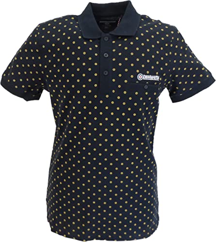 Lambretta Herren Smart Casual Retro Target Print Mod Ska Poloshirt, schwarz / gold, L von Lambretta