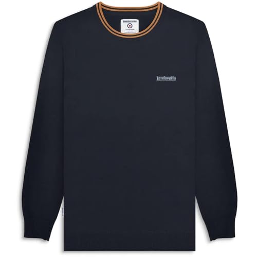 Lambretta Herren Strickpullover mit Spitzen, Marineblau / Tabakfarben, 3XL von Lambretta
